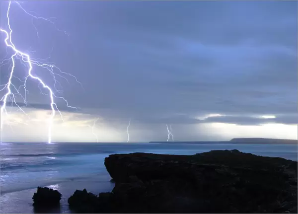 lightning over ocean