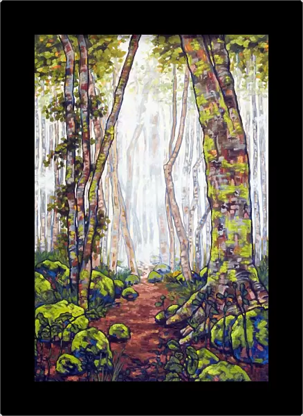 Misty Rainforest Oil Painting