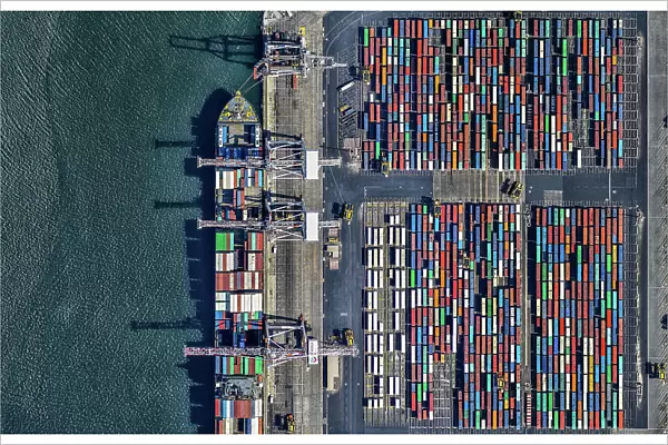 Aerial view of container terminal. Victoria, Australia