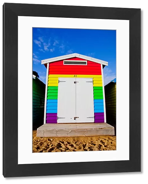 Rainbow colored beach hut