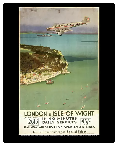 London & Isle of Wight in 40 Minutes, SR poster, 1935