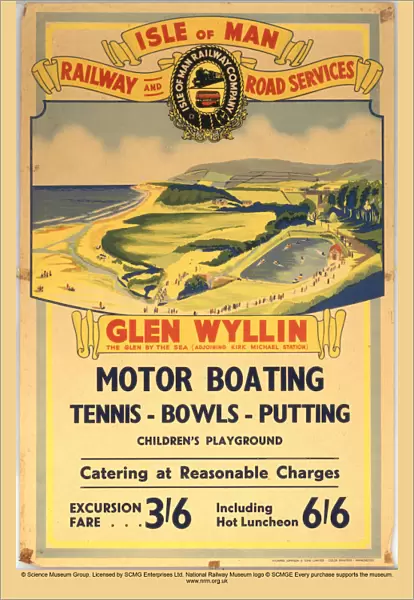 Glen Wyllin - The Glen By The Sea, Isle of Man Railway Company poster, c. 1930s
