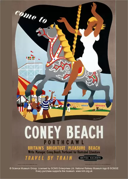 Come to Coney Beach, Porthcawl, BR (WR) poster, 1948-1965