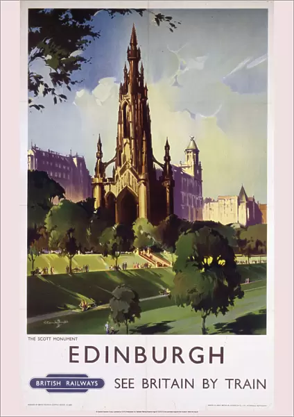 Edinburgh: The Scott Monument, BR poster, c 1950s