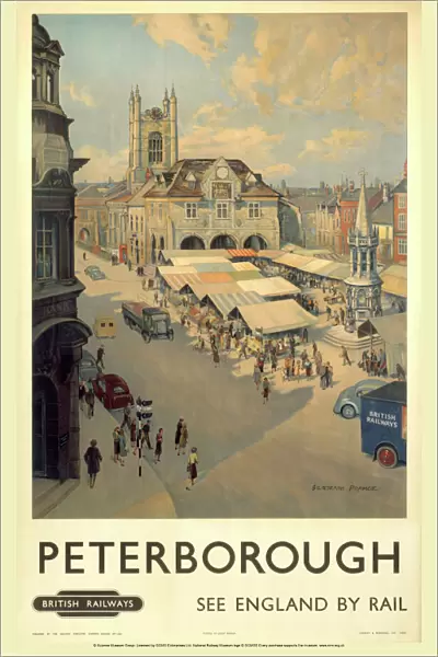 Peterborough market place, BR poster, 1950-1959