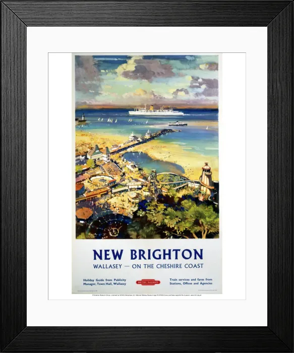 Framed Print : New Brighton Print, c 1950s British Railways LMR Poster Framed Print : New Brighton Print, c 1950s British Railways LMR Poster