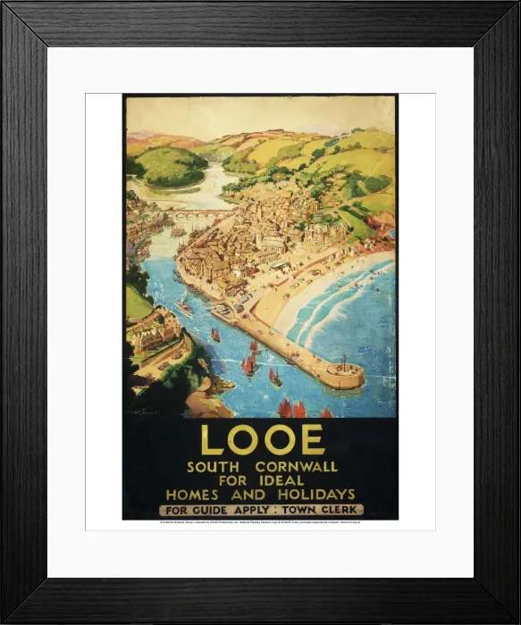 Framed Print : Looe Print, Cornwall GWR Poster, 1930 Framed Print : Looe Print, Cornwall GWR Poster, 1930