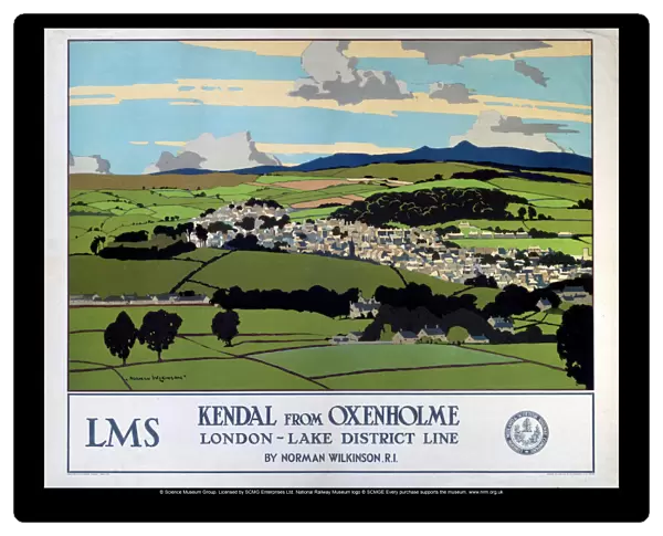 Kendal from Oxenholme, LMS poster, 1923-1947