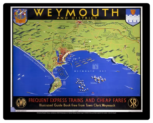 Weymouth and District, Dorset, SR  /  GWR poster, 1938