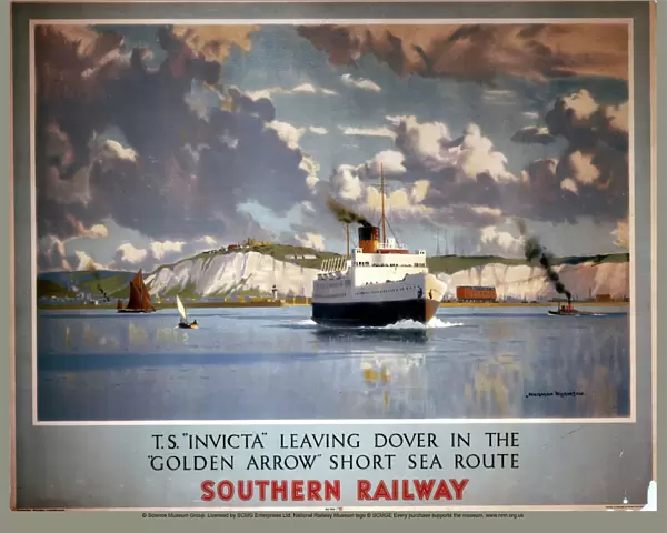 TS Invicta leaving Dover, SR poster, 1946