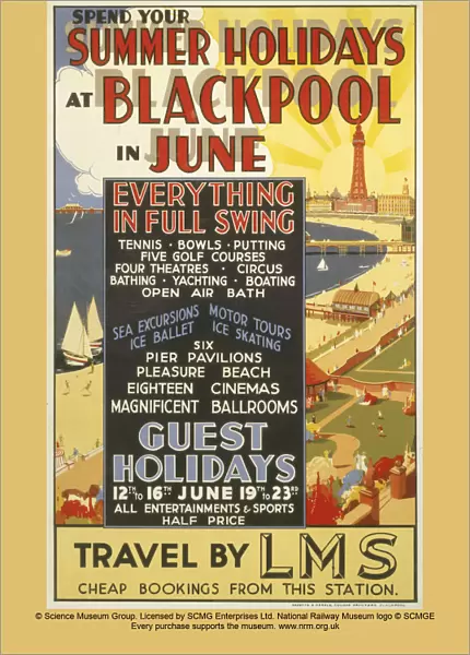 Summer Holidays at Blackpool, LMS poster, 1923-1947