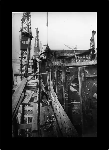 Riveting Work during the construction of the Cunard luxury liner Aquitania