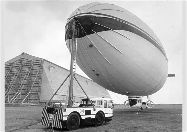Airship. 12th March 1979: AD 500 airship wheeled out for trials at Cardignton