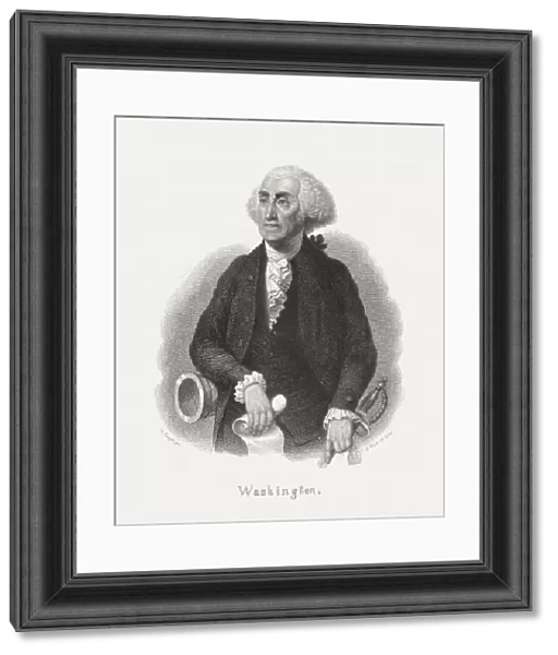 George Washington (1732-1799), first american president, steel engraving, published 1868