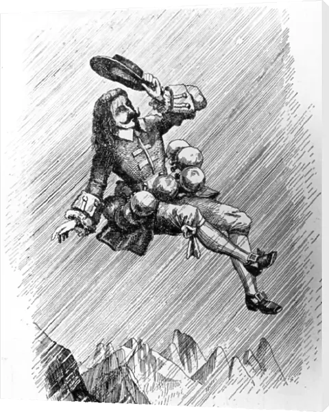 Take Off. Savinien Cyrano de Bergerac (1619 - 1655) as portrayed in one of his comic tales