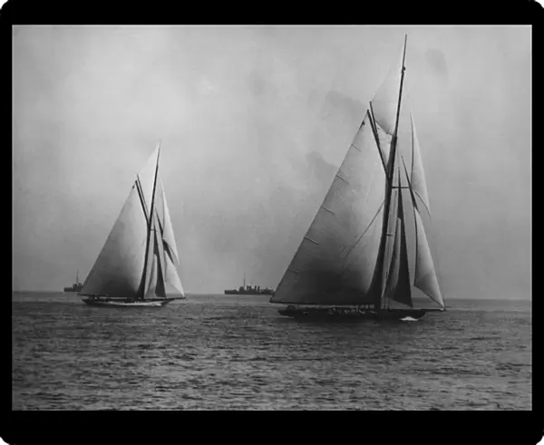 Americas Cup Yacht Shamrock IV Overtakes Resolute 1920