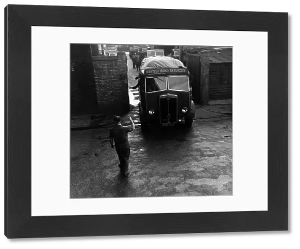 Truckers. 21st July 1951: A British Road Services truck pulls out of the