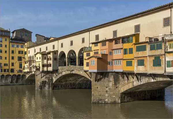 The Ponte Vecchio bridge over the Arno river in Florence, Italy