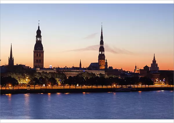 Latvia, Riga, View of city across River Daugava