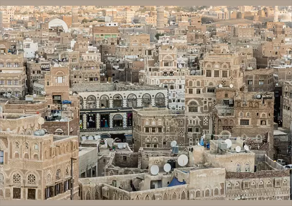 Aerial view of Saana cityscape, Yemen