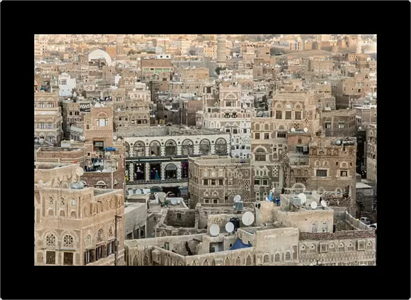 Aerial view of Saana cityscape, Yemen