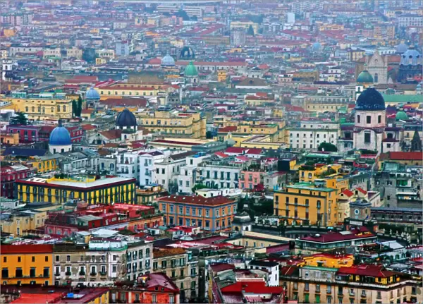 Aerial view of colourful old district of Naples