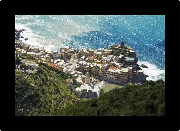 View of the seaside village of Vernazza, Cinque Terre, Liguria, Italy