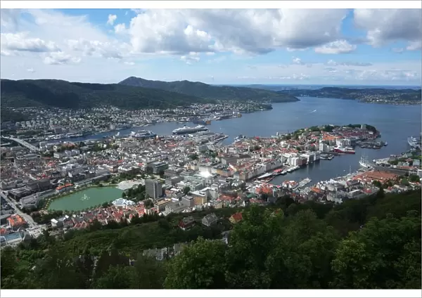 Greater Bergen and harbor from Floyen