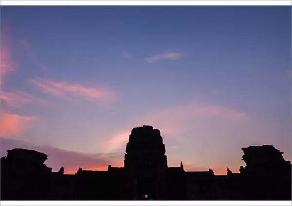 Sunset and silhouette of Angkor Wat Temple