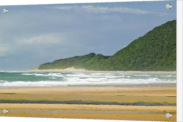 Indian Ocean seascape and sandy beach at Greater St. Lucia Wetland Park World Heritage Site, St. Lucia, South Africa