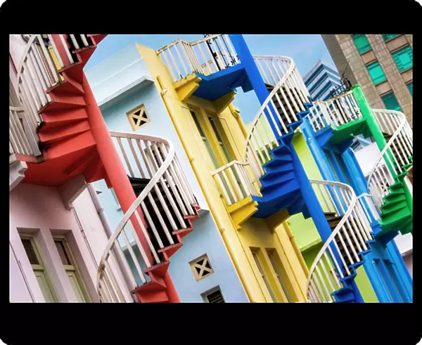 Bugis. Candy-colored spiral staircases in Singapores Bugis Village