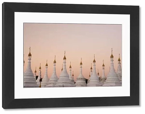 White stupas at Kuthodaw Pagoda, Mandalay, Myanmar