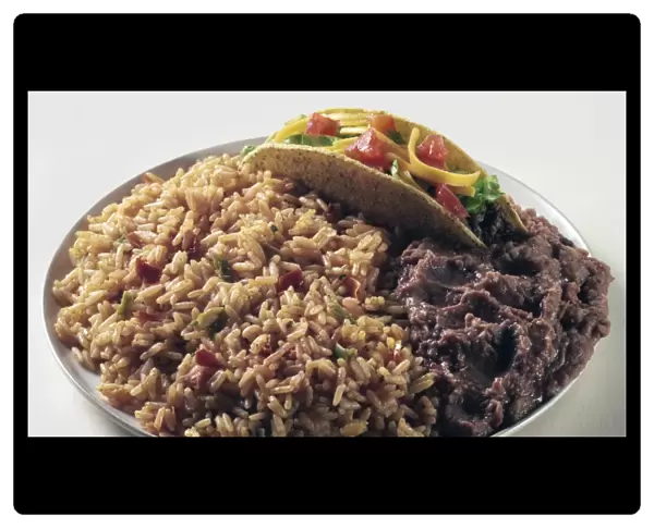 A Taco With Rice And Beans