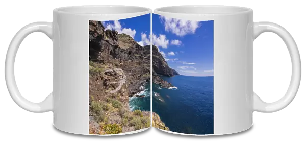 Rocky coastline on the Camino del Poris, Pirates Cove, Tijarafe, La Palma, Canary Islands, Spain