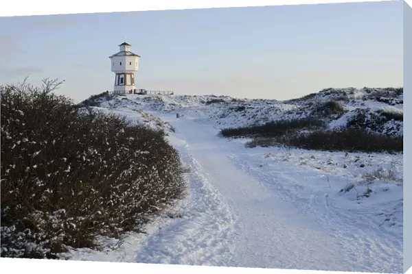 Langeoog water tower in winter, Lower Saxony, Germany, Europe