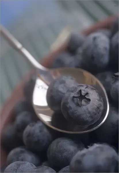 Blueberries with spoon