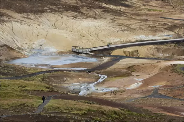 Mud pits, solfatare, mineral deposits, Seltun geothermal area near Krysuvik or Krisuvik, Reykjanesskagi, Southern Peninsula or Reykjanes, Iceland