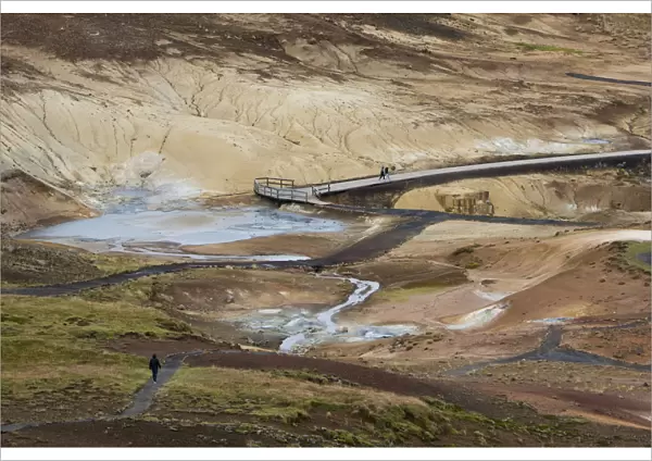Mud pits, solfatare, mineral deposits, Seltun geothermal area near Krysuvik or Krisuvik, Reykjanesskagi, Southern Peninsula or Reykjanes, Iceland