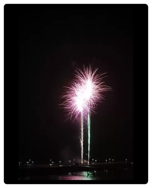 New Years Eve fireworks, Helgoland, Schleswig-Holstein, Germany, Europe