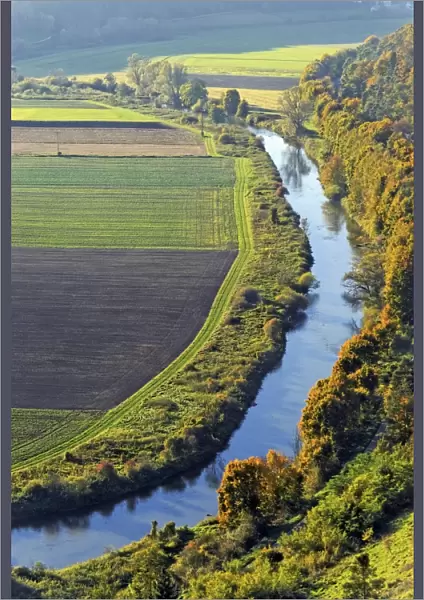The Altmuehl river in Arnsberg, Naturpark Altmuehltal nature forest, Bavaria, Germany, Europe