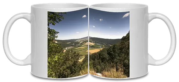 View over Altmuehltal valley, recreational area of Kratzmuehlsee lake, Altmuhltal, Bavaria, Germany