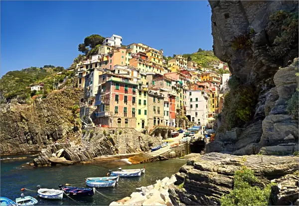 Fishing port, UNESCO World Heritage Site, Riomaggiore, Cinque Terre, Liguria, Italy