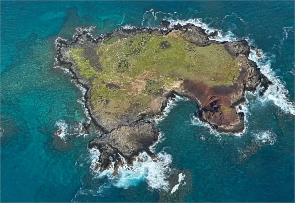 Aerial view, Kaohikaipu Island, Black Rock or Turtle Island, Oahu, Hawaii, United States