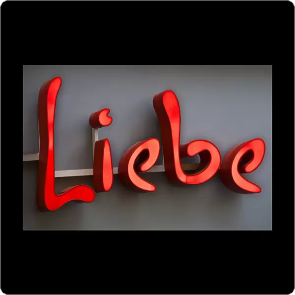 Neon sign with the word Liebe, German for Love