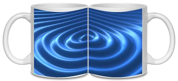 Stylized blue water rings, 3D illustration