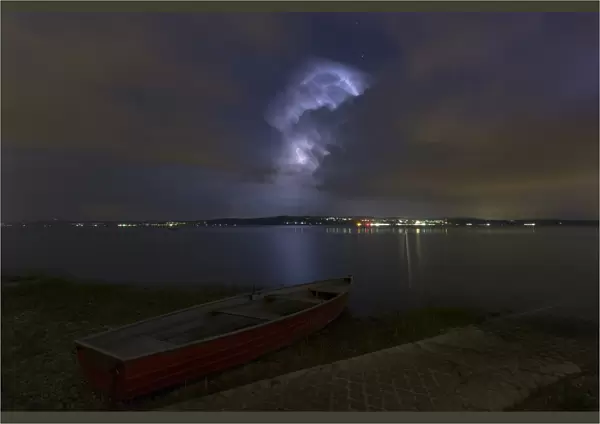 Thunderstorm over Lake Constance near Konstanz, Baden-Wuerttemberg, Germany, Europe