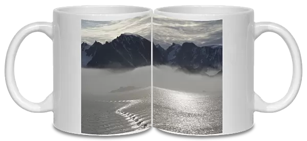 Mountain scenery around the fjord, Smeerenburgfjorden, Spitsbergen Island, Svalbard Archipelago, Svalbard and Jan Mayen, Norway