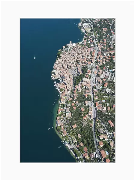 Aerial view, Malcesine, historic town, Lake Garda, Veneto, Verona Province, Italy