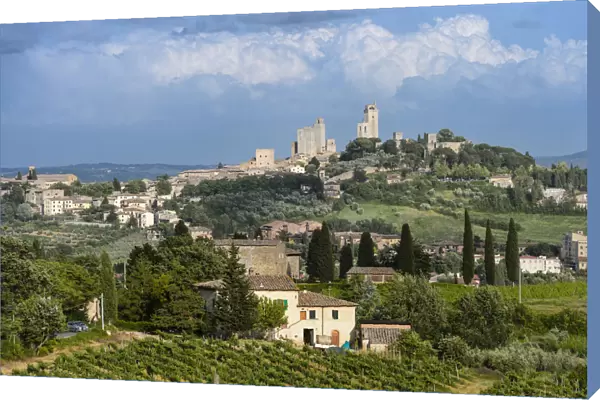 Cityscape of San Gimignano, towers of San Gimignano, Tuscan landscape, Tuscany, Italy, Europe