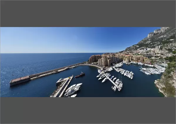 Aerial view of the Fontvieille Harbor, Fontvieille, Monte Carlo, Monaco